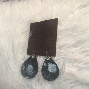 Leather tear drop earrings